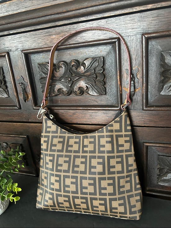 Beautiful Bag Handbags - Brown Patterned Shoulder Bag with Leather Strap